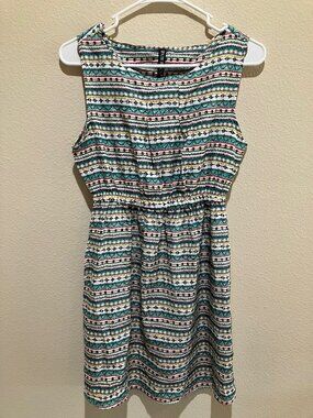 True Rock Boho Tribal Print Sleeveless Pocket Dress Festival Casual Size S